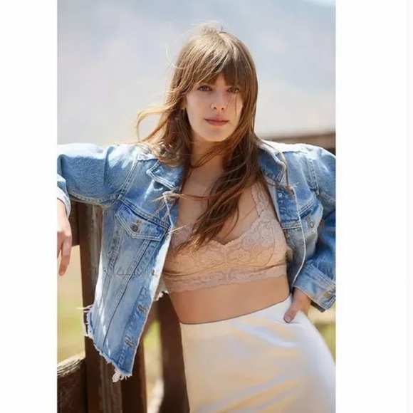 FREE PEOPLE Intimately 🌸 Galloon Racerback Floral Lace Bralette, Ballet | S - Picture 13 of 15